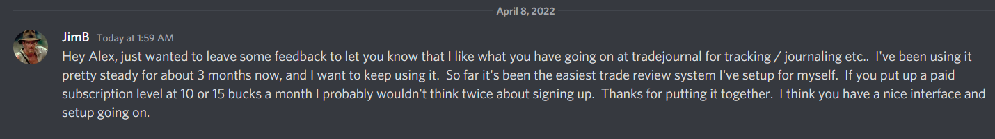 TradeJournal review by Jimb Discord Tradejournal on Discord - Alex Winkler
