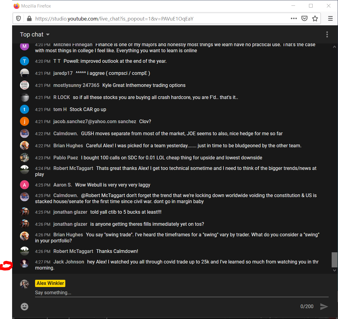 TradeJournal review by Jack Johnson on Streams - Alex Winkler