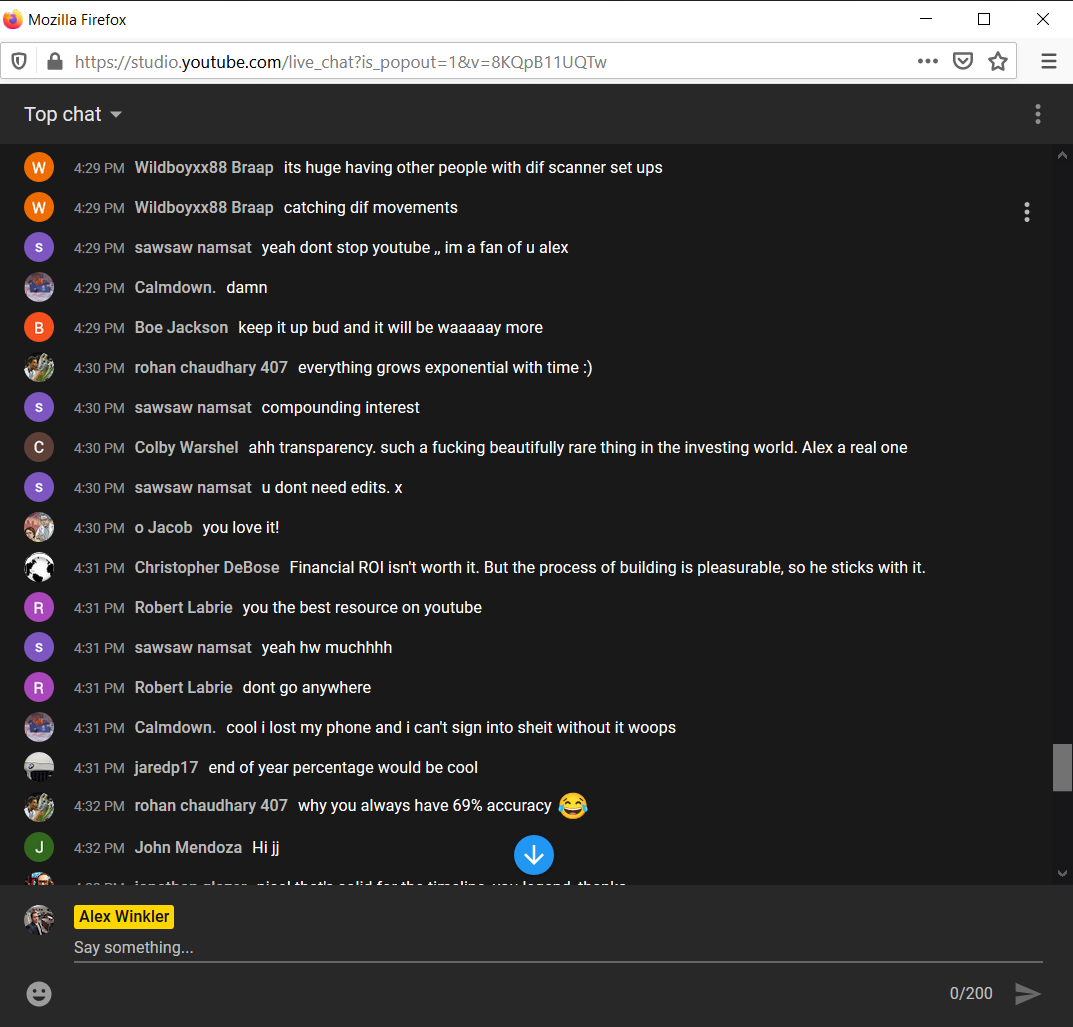 TradeJournal review by Colby on Streams - Alex Winkler