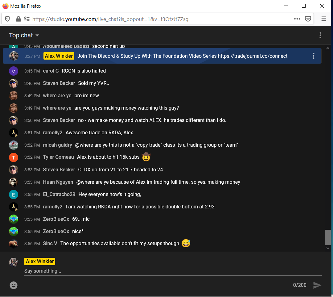 TradeJournal review by Huan Trading Full Time Because Of Alex on Streams - Alex Winkler