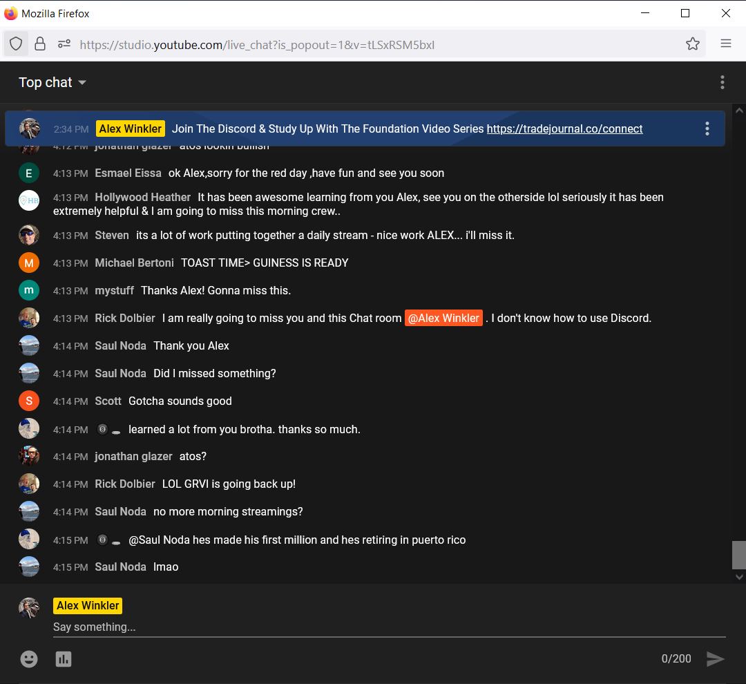 TradeJournal review by Last Day Stream on Streams - Alex Winkler