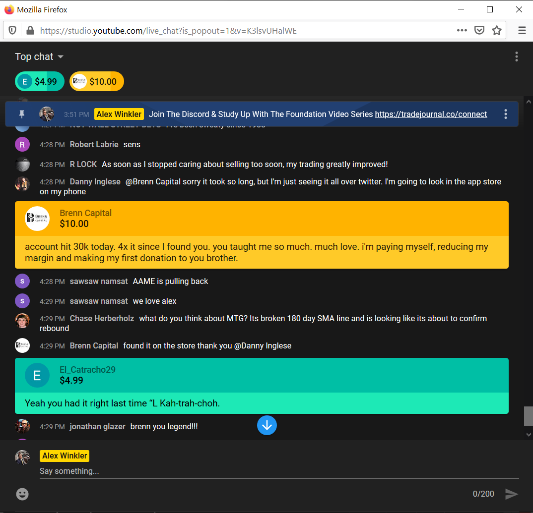 TradeJournal review by Brenn Live Trading on YouTube - Alex Winkler